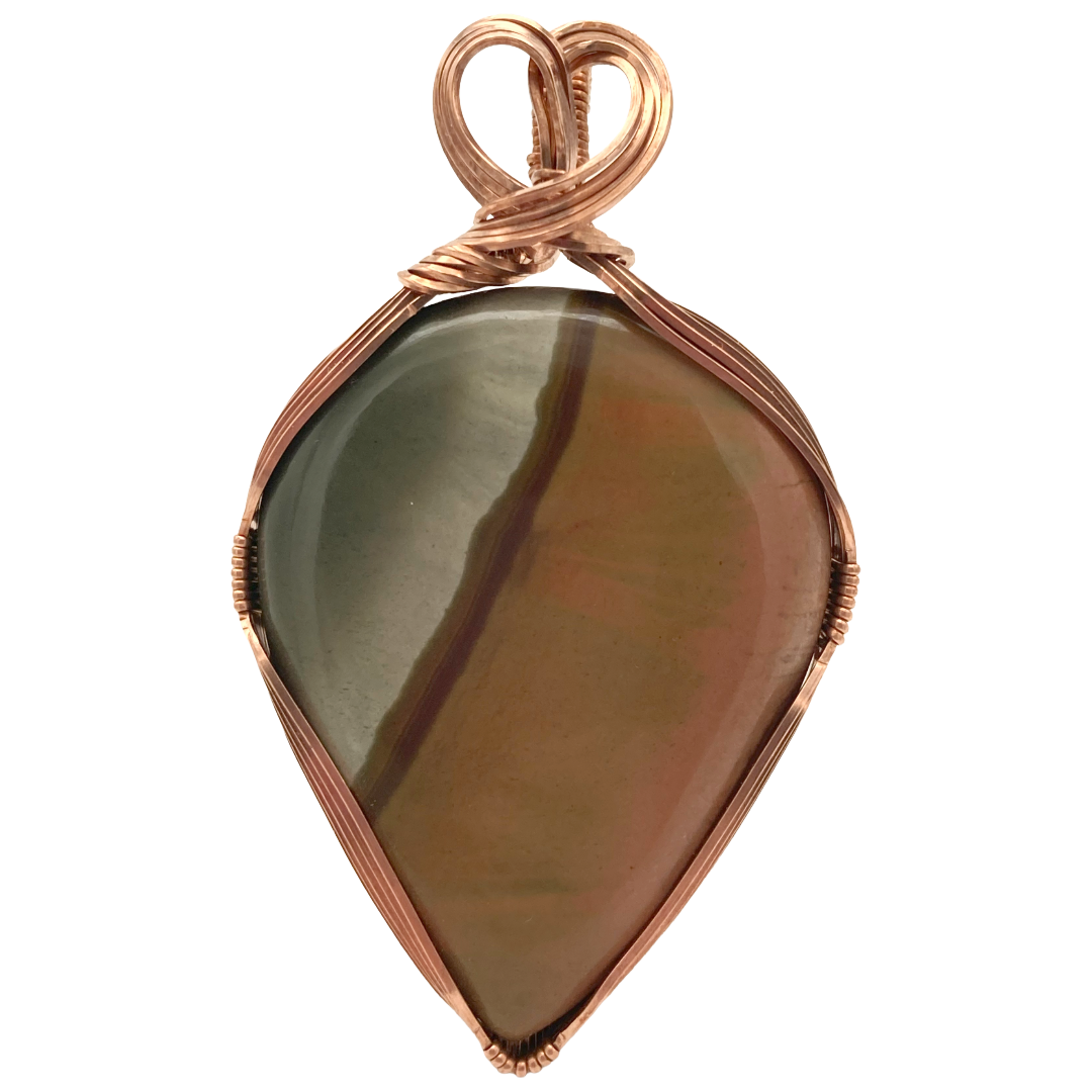 Jasper Copper Hearts Pendant