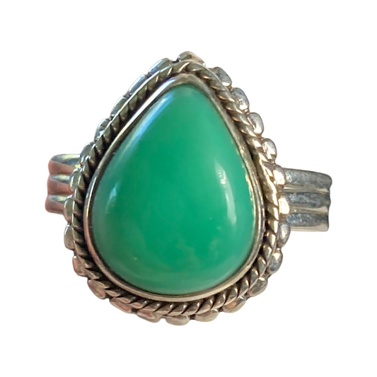 Chrysoprase Drop Ring