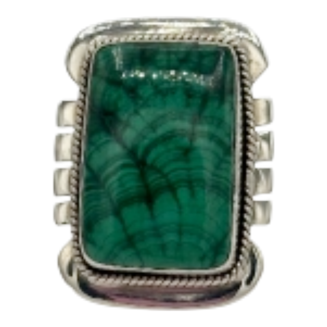 Chrysocolla Malachite Feather Ring