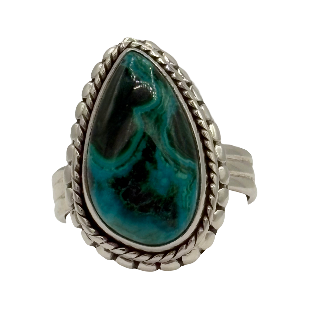 Chrysocolla Malachite Drop Ring