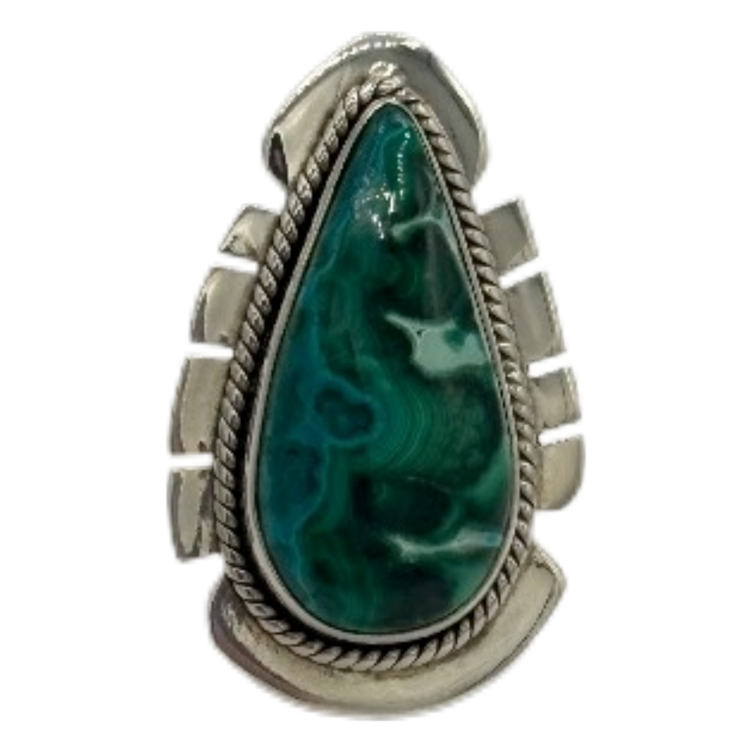 Chrysocolla Malachite Feather Ring