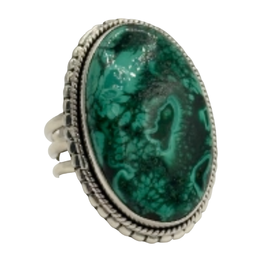 Chrysocolla Malachite Drop Ring