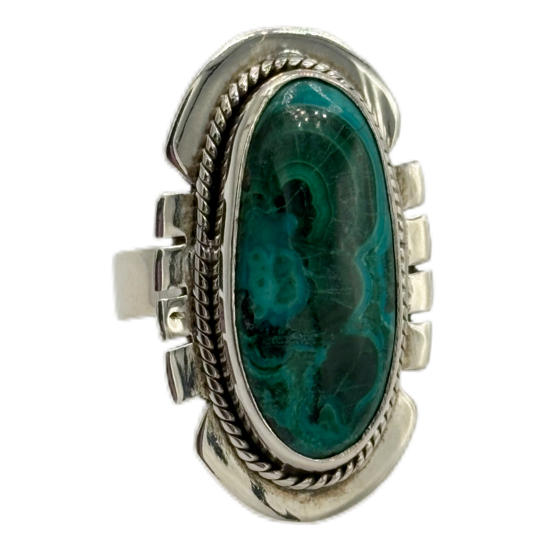 Chrysocolla Malachite Feather Ring