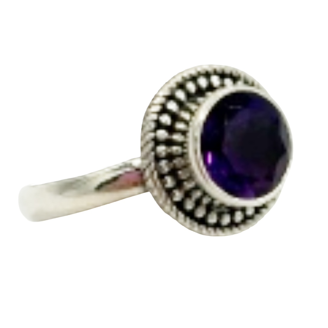 Amethyst Halo Ring