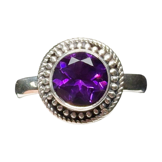 Amethyst Halo Ring