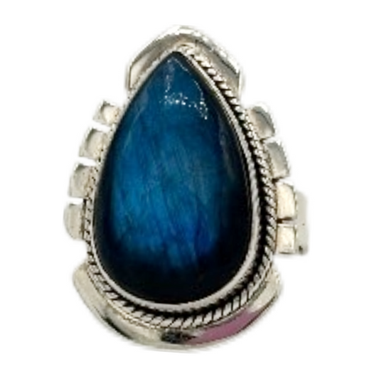 Labradorite Feather Ring