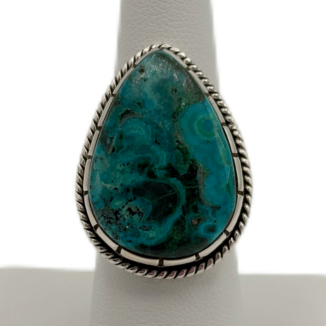Chrysocolla Malachite Drop Ring