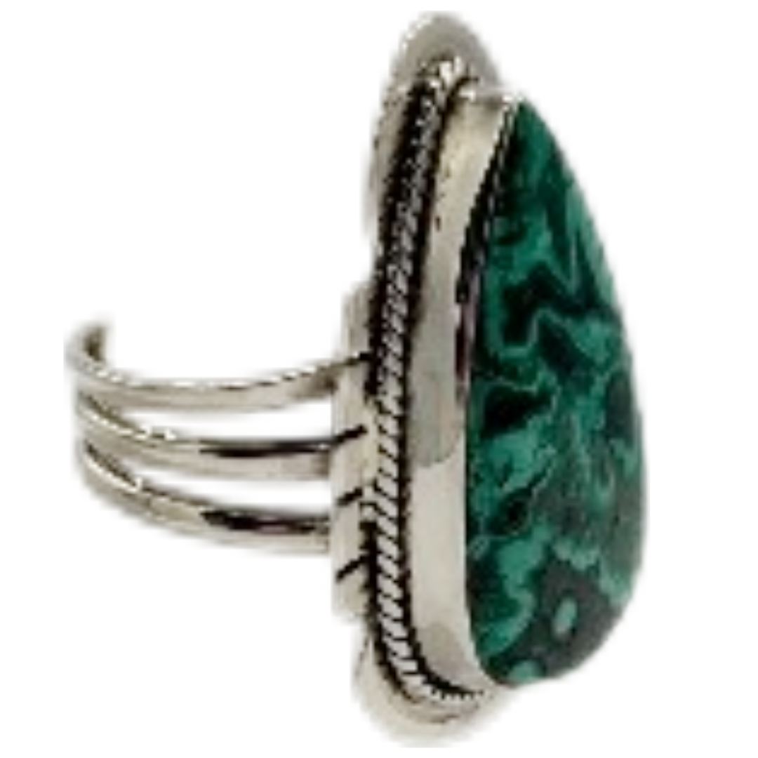 Chrysocolla Malachite Feather Ring