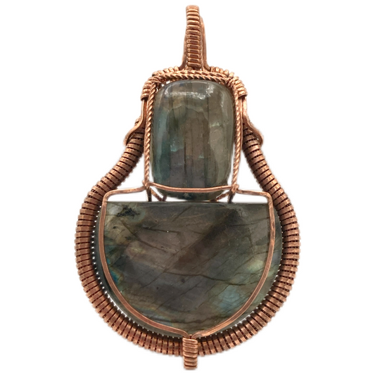 Copper Mushroom Labradorite Pendant