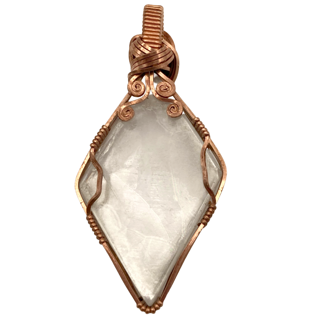 Utah Selenite Copper Twist Pendant