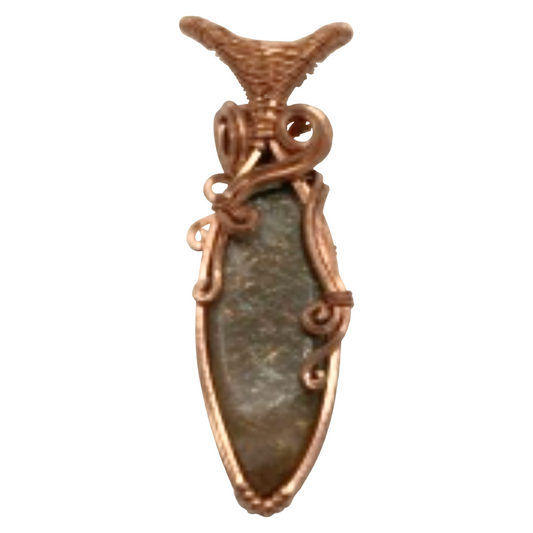 Lattice Sunstone Copper Curves Pendant