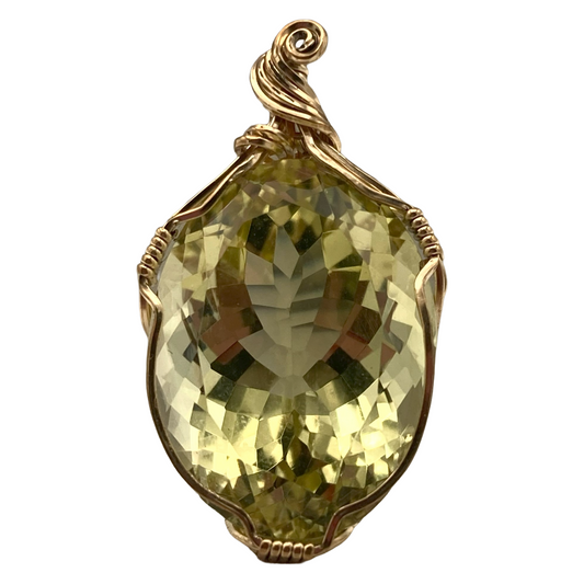 Lemon Quartz Gemstone Gold Twist Pendant