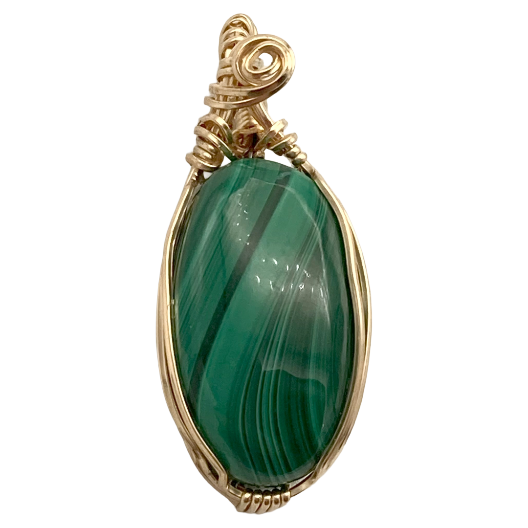 Malachite Gold Twist Pendant