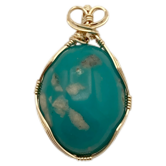 Turquoise Gold Simple Hearts Pendant