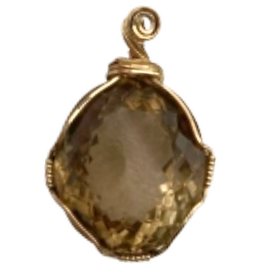 Smoky Quarts Gold Twist Pendant