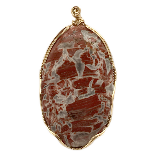 Snakeskin Jasper Gold Twist Pendant