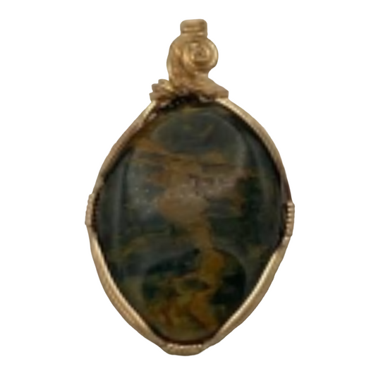 Gold and Blue Nellite Twist Pendant