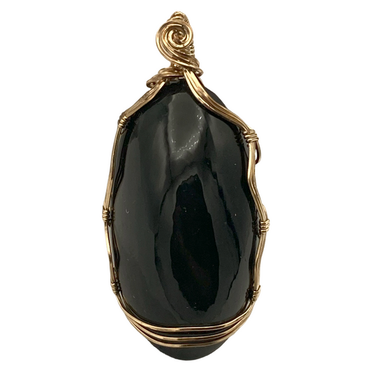 Obsidian Gold Twist Pendant