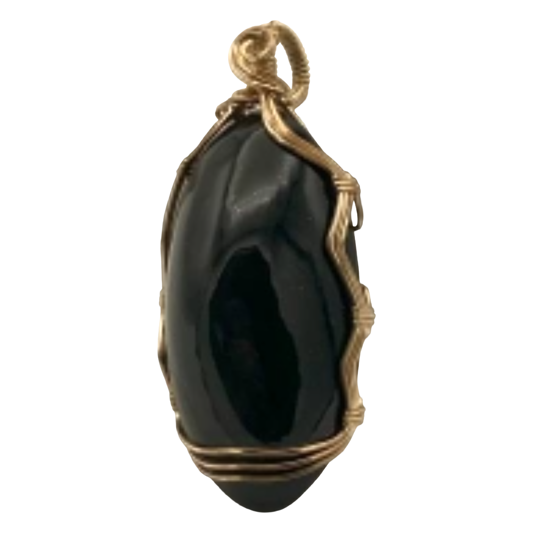 Obsidian Gold Twist Pendant