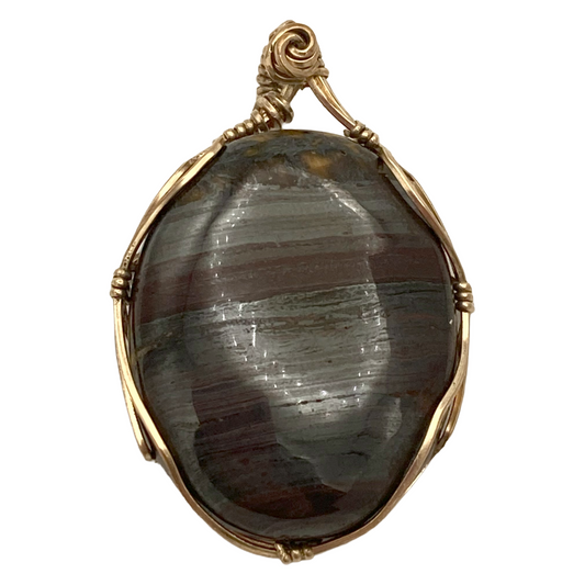 Iron Tigers eye Gold Twist Pendant