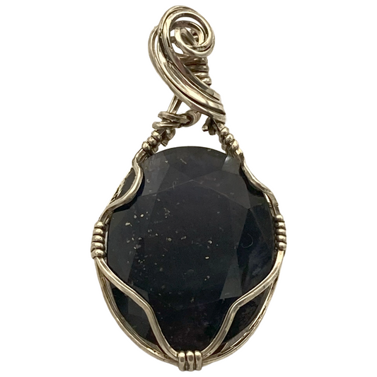 Iolite Sunstone Twist Pendant