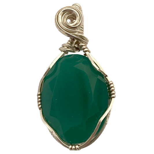 Green Onyx Gemstone Twist Pendant