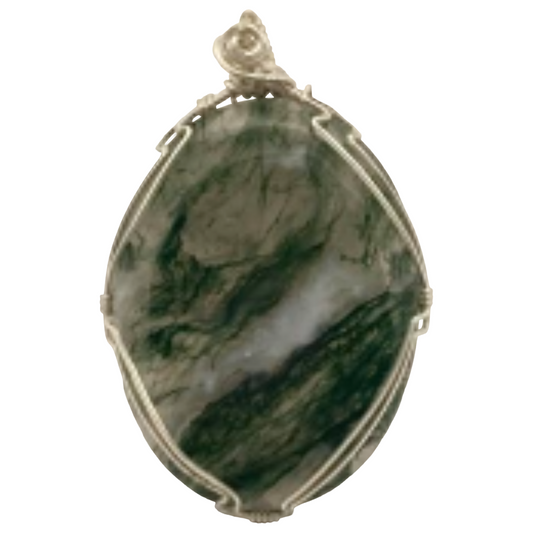 Moss Agate Twist Pendant