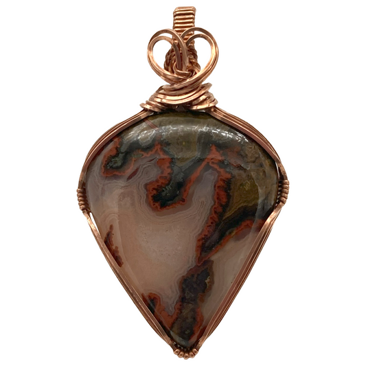 Seam Agate Simple Hearts Pendant