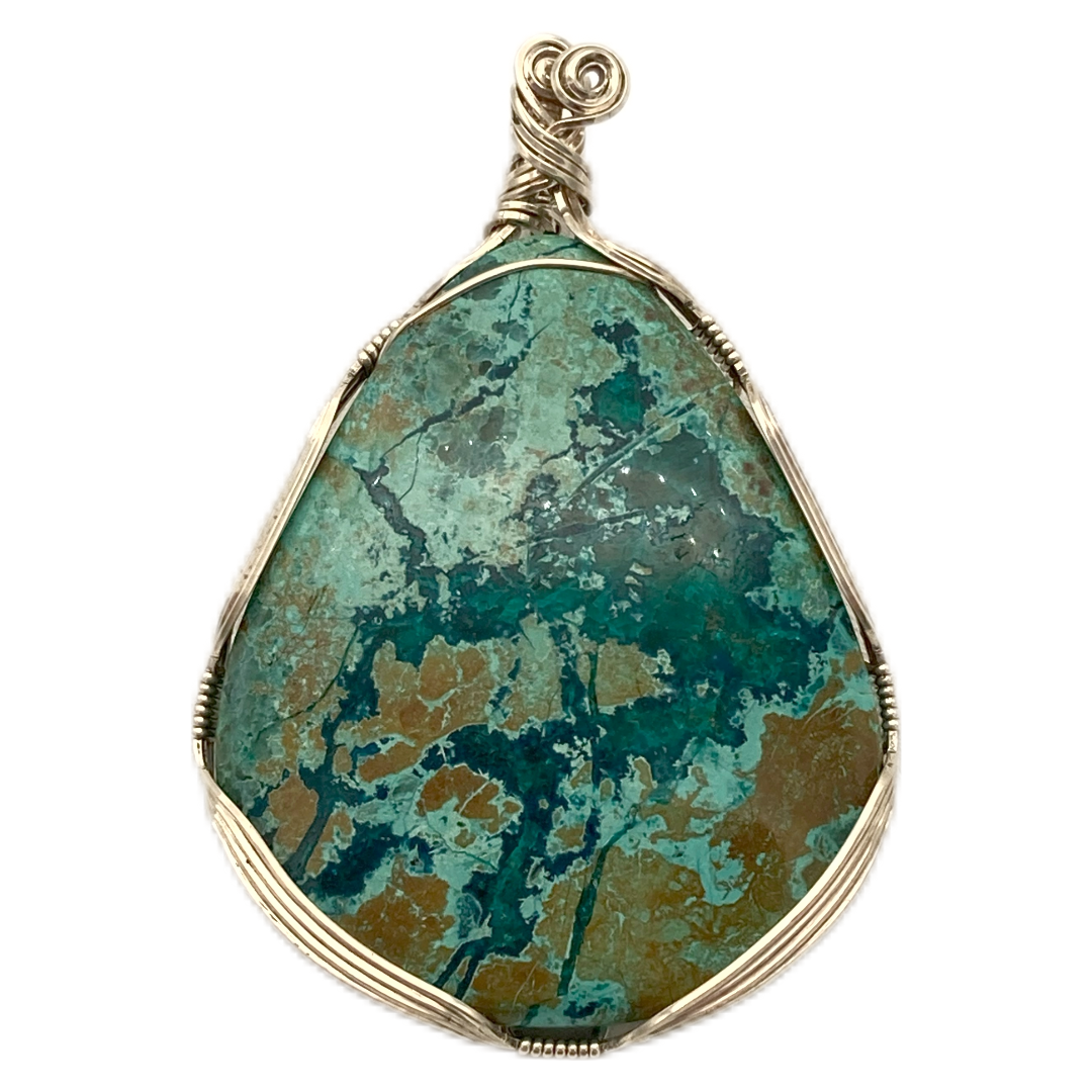 Turquoise Silver Twist Pendant