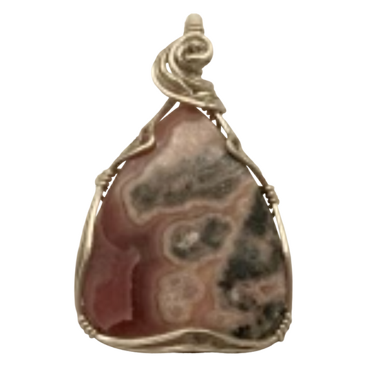 Rhodochrosite Triangle Twist Pendant