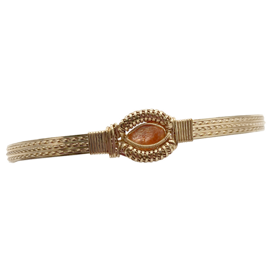 Gold Sunstone Bangle Bracelet