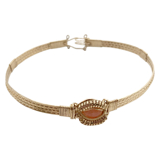 Gold Sunstone Bangle Bracelet