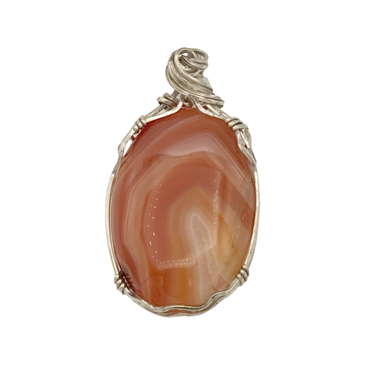 Orange Banded Carnelian Twist Pendant