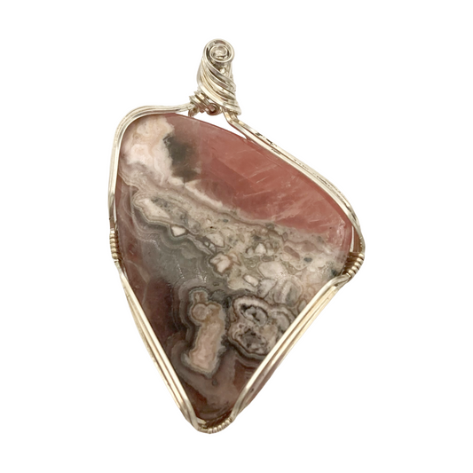Rhodochrosite Fibonacci Triangle Pendant
