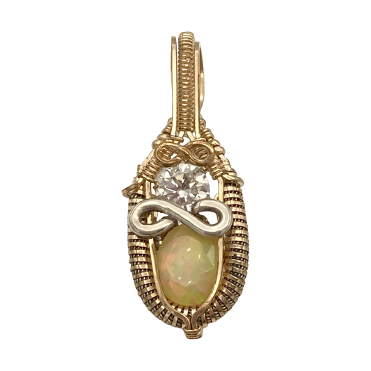 Infinity Opal and Moissanite Aura Pendant