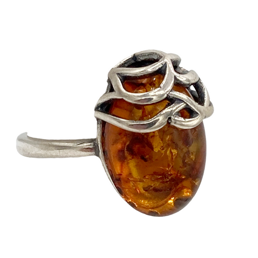 Amber Acorn Ring