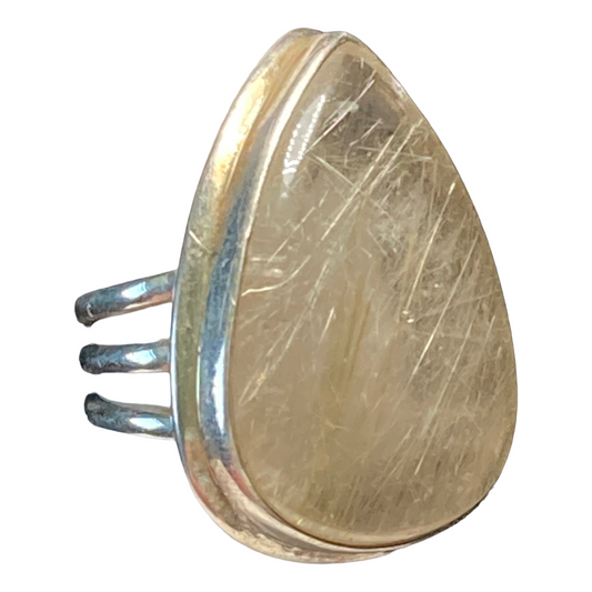 Rutilated Quartz Drop Ring