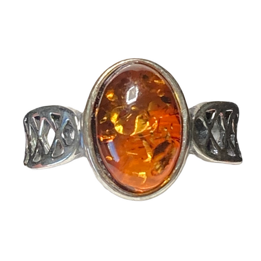 Amber Criss Cross Ring