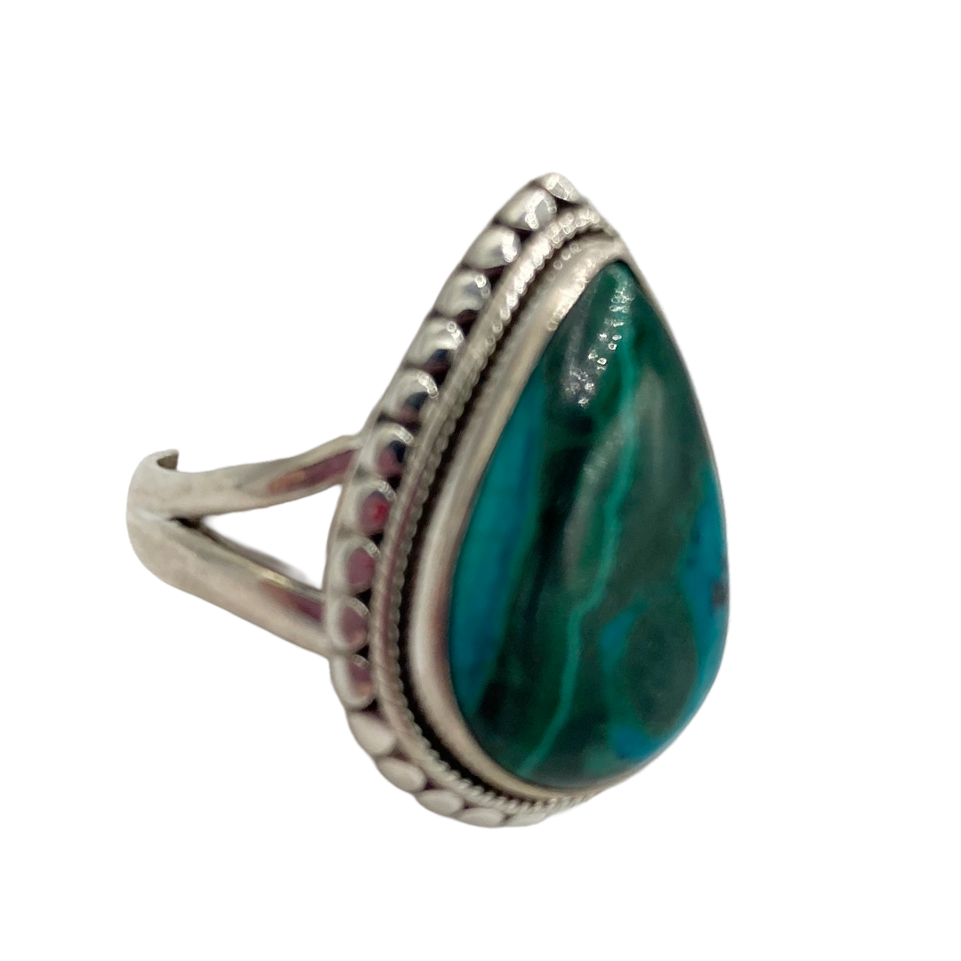 Chrysocolla Malachite Drop Ring
