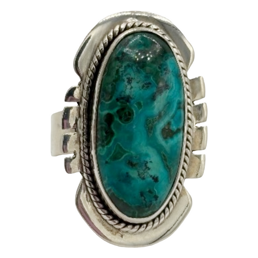 Chrysocolla Malachite Feather Ring
