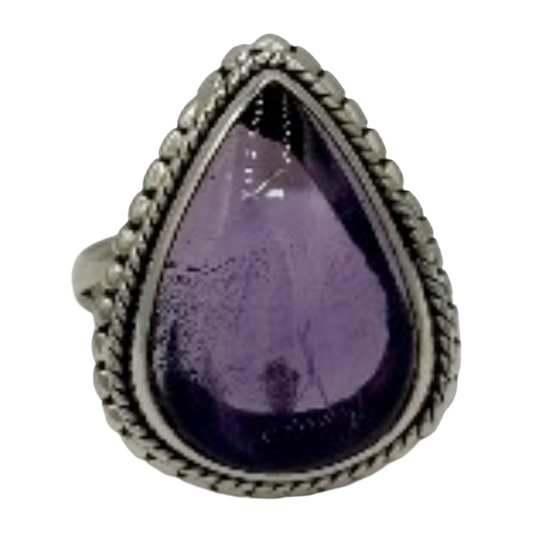Amethyst Drop Ring