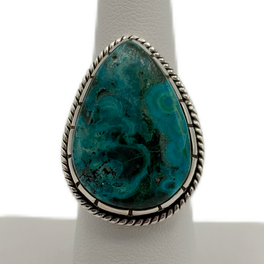 Chrysocolla Malachite Drop Ring